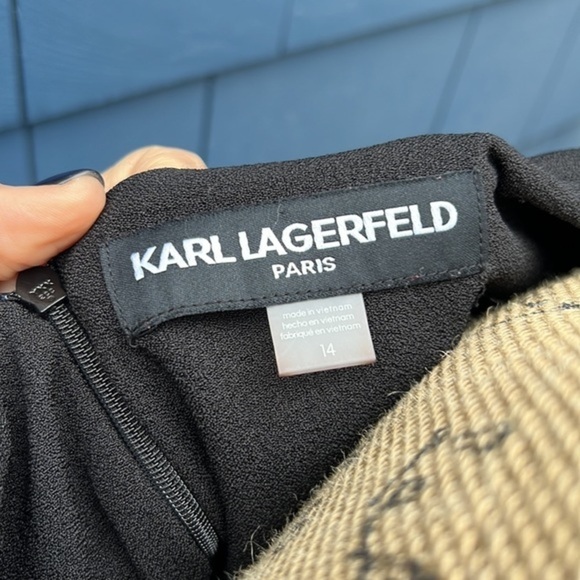 🖤🖤🖤 Karl Lagerfeld 14 black dress cocktail holidays MOD bell sleeve - Picture 8 of 8